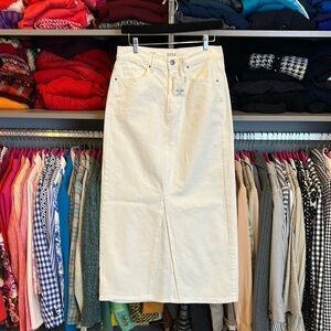 a.n.a. white front slit maxi denim skirt size 6 NWT